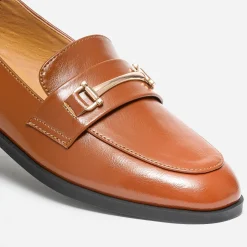 Mocassin cognac détails dorés