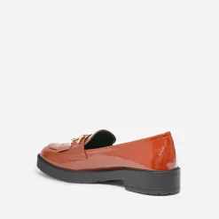 Mocassin cognac verni à franges