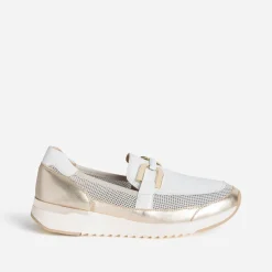 Mocassin confort CAPRICE doré et blanc cuir