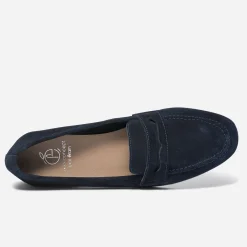 Mocassin marine éco-conçu en cuir velours