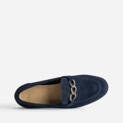 Mocassin marine cuir velours