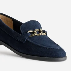 Mocassin marine cuir velours