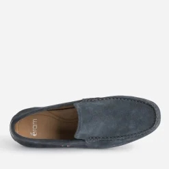 Mocassin marine en cuir velours
