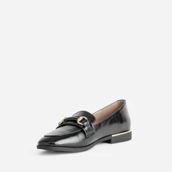 Mocassin noir barrette dorée