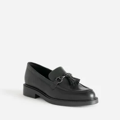 Mocassin noir cuir à pampilles