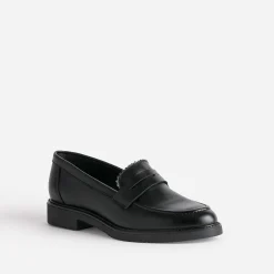 Mocassin noir cuir bord cranté éco-conçu
