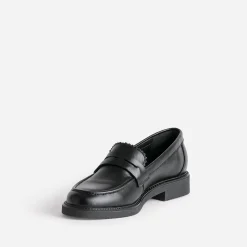 Mocassin noir cuir bord cranté éco-conçu