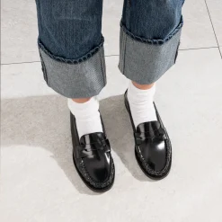 Mocassin noir cuir glacé