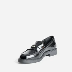 Mocassin noir cuir verni