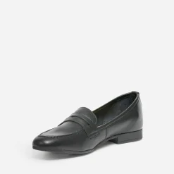 Mocassin noir en cuir