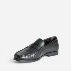 Mocassin noir en cuir