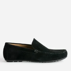 Mocassin noir en cuir velours