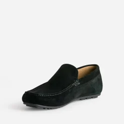 Mocassin noir en cuir velours