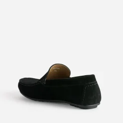 Mocassin noir en cuir velours