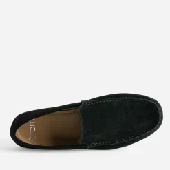 Mocassin noir en cuir velours