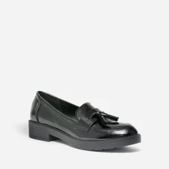 Mocassin noir verni à pampilles