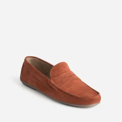 Mocassin rouge orangé éco-conçu en cuir velours