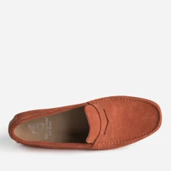 Mocassin rouge orangé éco-conçu en cuir velours