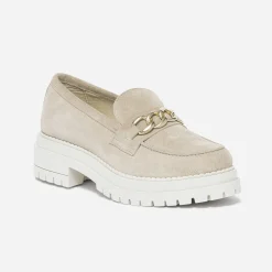 Mocassin TEXTO beige cuir velours semelle épaisse