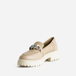 Mocassin TEXTO beige en cuir à semelle crantée