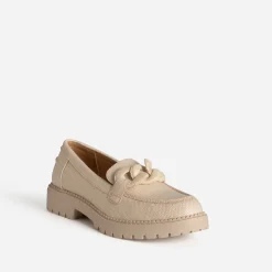 Mocassin TEXTO beige tressage et maxi chaîne