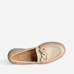 Mocassin TEXTO beige tressage et maxi chaîne