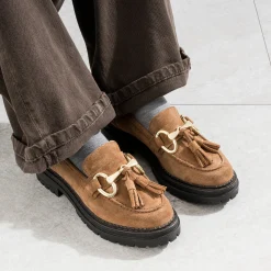 Mocassin TEXTO camel cuir velours
