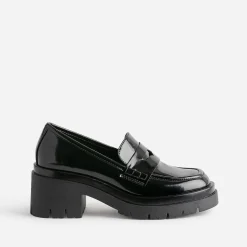 Mocassin TEXTO noir à talon cranté