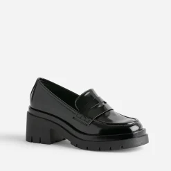 Mocassin TEXTO noir à talon cranté