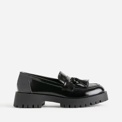 Mocassin TEXTO noir avec pampille semelle crantée