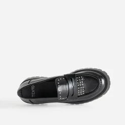 Mocassin TEXTO noir cranté décor clous