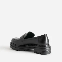 Mocassin TEXTO noir cuir semelle crantée