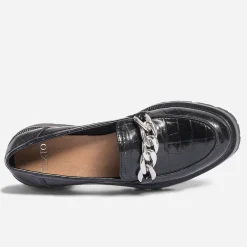 Mocassin TEXTO noir embossé croco