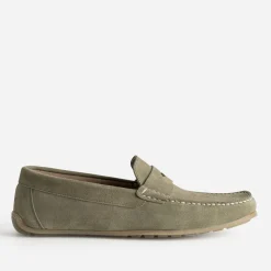 Mocassin-bateau kaki cuir velours