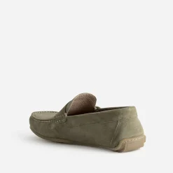 Mocassin-bateau kaki cuir velours