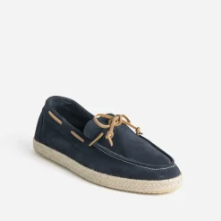 Mocassin-bateau marine en cuir velours