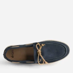 Mocassin-bateau marine en cuir velours