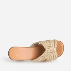 Mule à talon TEXTO beige tressée