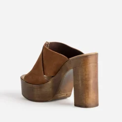 Mule à plateforme TEXTO cognac cuir velours