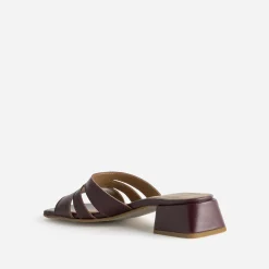 Mule à talon bordeaux cuir