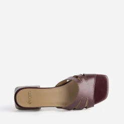 Mule à talon bordeaux cuir