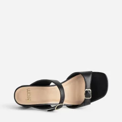 Mule à talon noire cuir double bride