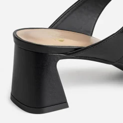 Mule à talon noire cuir double bride