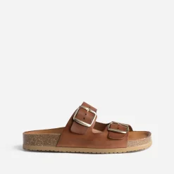 Mule anatomique marron en cuir éco-conçu