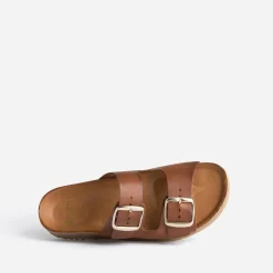 Mule anatomique marron en cuir éco-conçu