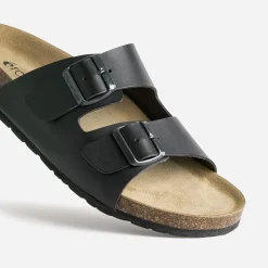 Mule anatomique noir en cuir