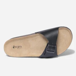 Mule anatomique noire en cuir