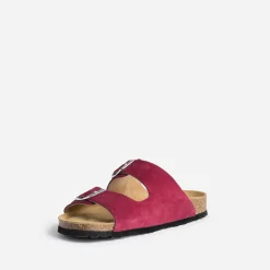 Mule anatomique prune en cuir velours