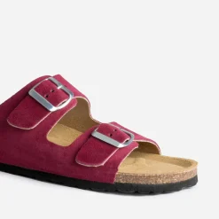 Mule anatomique prune en cuir velours