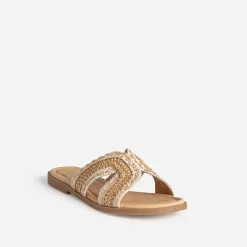 Mule beige raphia tressé